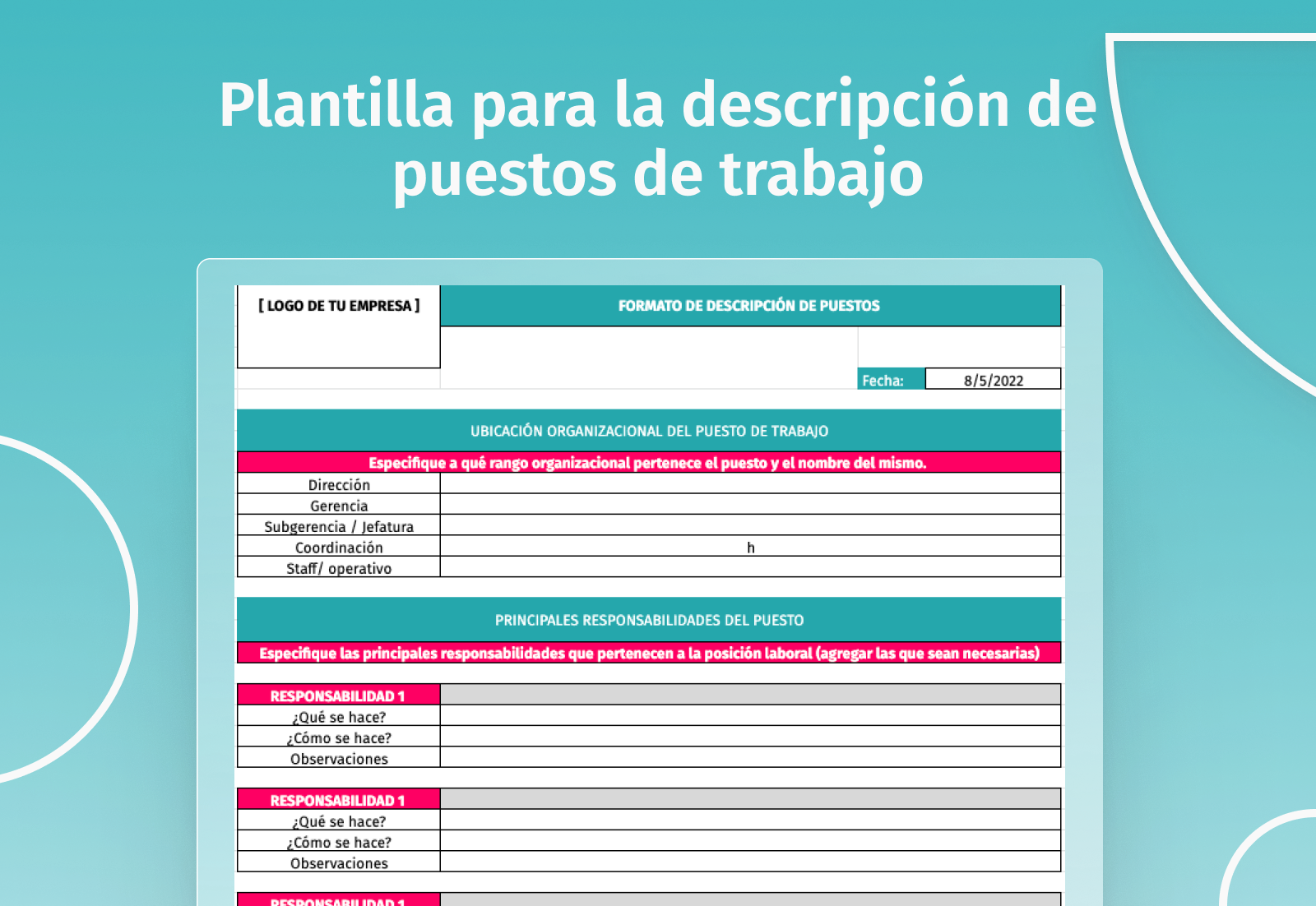 Formato Para La Descripción De Puestos De Trabajo [ Plantilla Gratis]